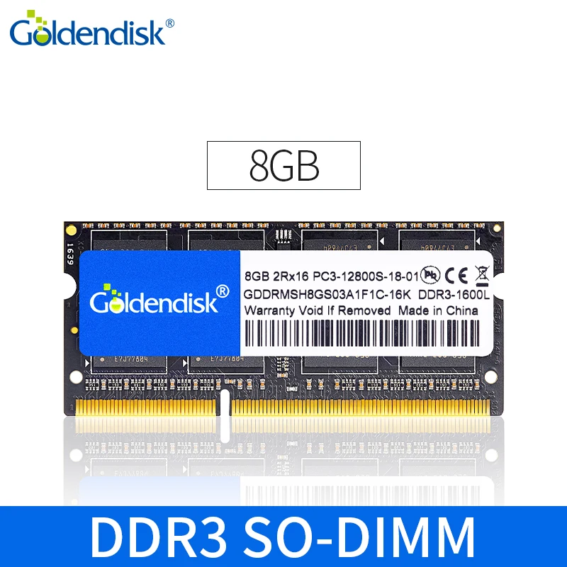 Goldendisk SODIMM DDR3 8GB ноутбук 2GB 4GB PC3-12800 1600MHz 204-pin оперативная память диск NOTOBOOK Memoria |