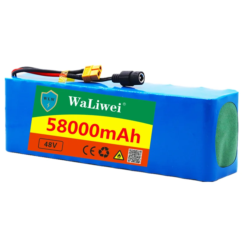 48v 58Ah большой capacity48v Батарея 1000w 13S3P комплект литий ионный батарей пакет для 54 6 v E