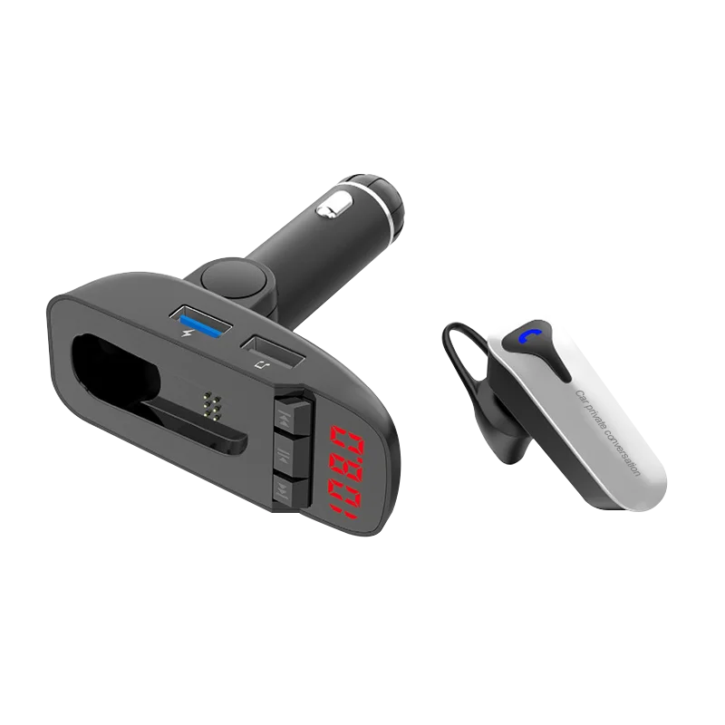 Автомобильный bluetooth-комплект ER9, fm-передатчик, беспроводная bluetooth-гарнитура, может обнаруживать напряжение аккумулятора, автомобильное зарядное устройство с наушниками - Название цвета: black