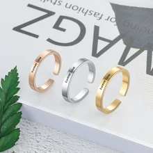 Personalized Engraved Name Open Rings for Men Women 3 Colors Promise Ring Wedding Band Valentines Mothers Gift Custom Jewelry