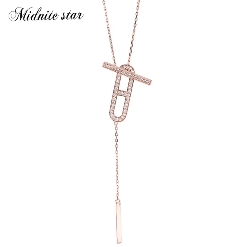 Midnite Star, Стерлинговое Серебро пробы, H, свиной нос, розовое золото, Джокер, подарок, цепочка на ключицу, Стерлинговое Серебро, женское ожерелье, браслет, мода