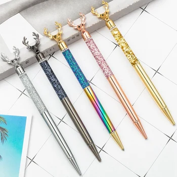 

Nordic Style Reindeer Shape Metal Ballpoint Pen Gold Circular Type 1.0mm