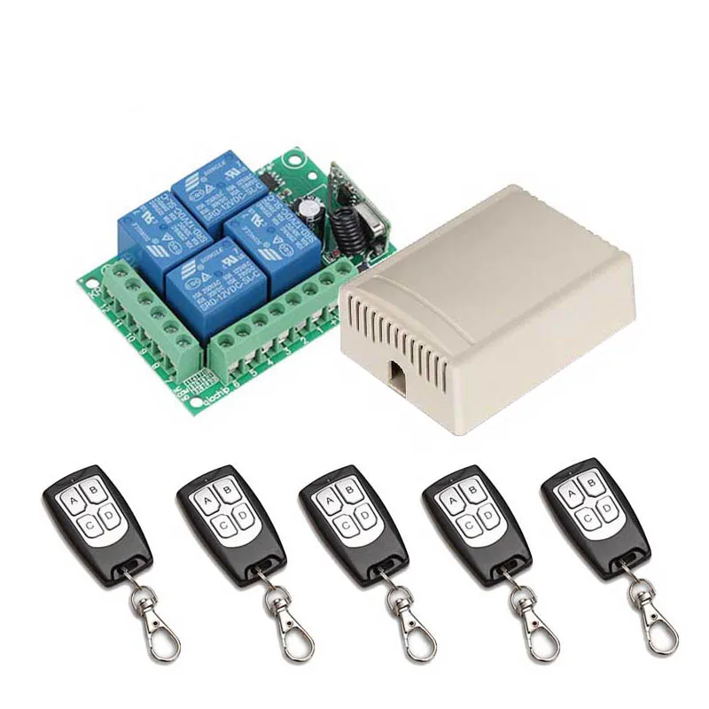 QIACHIP 433 Mhz универсальный беспроводной пульт дистанционного управления DC 12V 4 CH RF релейный модуль приемника+ RF пульт дистанционного управления 433 Mhz передатчик Diy