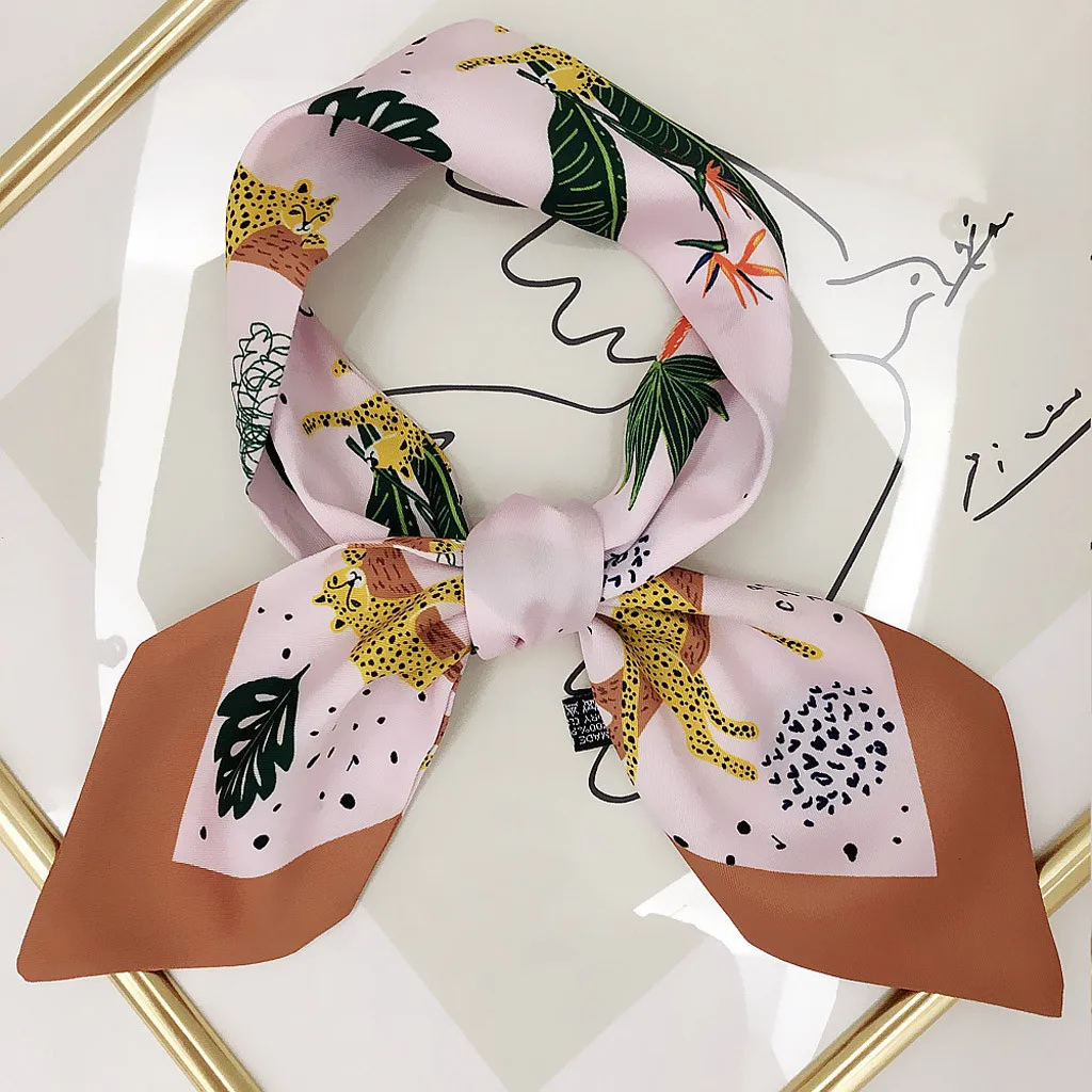 Luxury Scarf Women Scarves Designer Fashion Ladies Hand Made Bag Hat Headband Tied Handle Small Ribbon Silk Scarf Foulard Femme