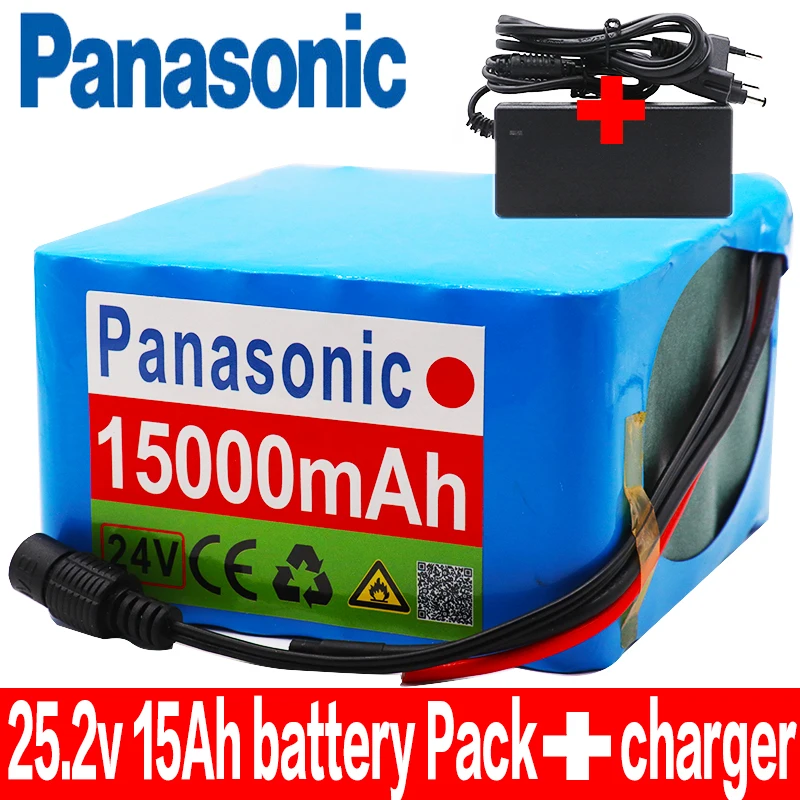

Panasonic 6S6P 24V 15Ah 20A BMS 25.2V lithium battery pack electric motor bicycle scooter wheelchair cropper battery+charger