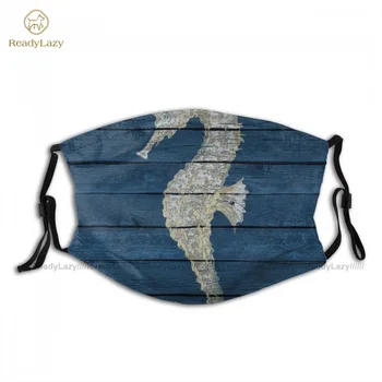 

Uniques Anti-Dust Antique Seahorse On Blue II Face Mask Funny Unisex Cloth Facial Mouth Mask With Filter