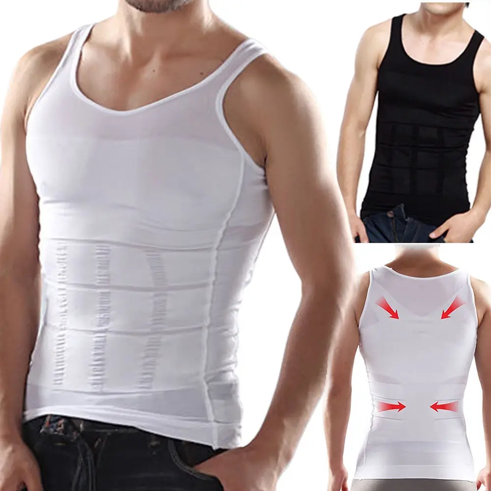 Ropa interior moldeador de cuerpo para hombre, ropa interior moldeadora de vientre abdominal, faja de cintura, camisa blanca y negra, 2020