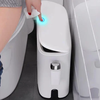 

Multifunction 11L Plastic Smart press Trash Can Toilet Waste Bin Dustbin Trash bin Basket Garbage Bucket Brush Bathroom Cleaning