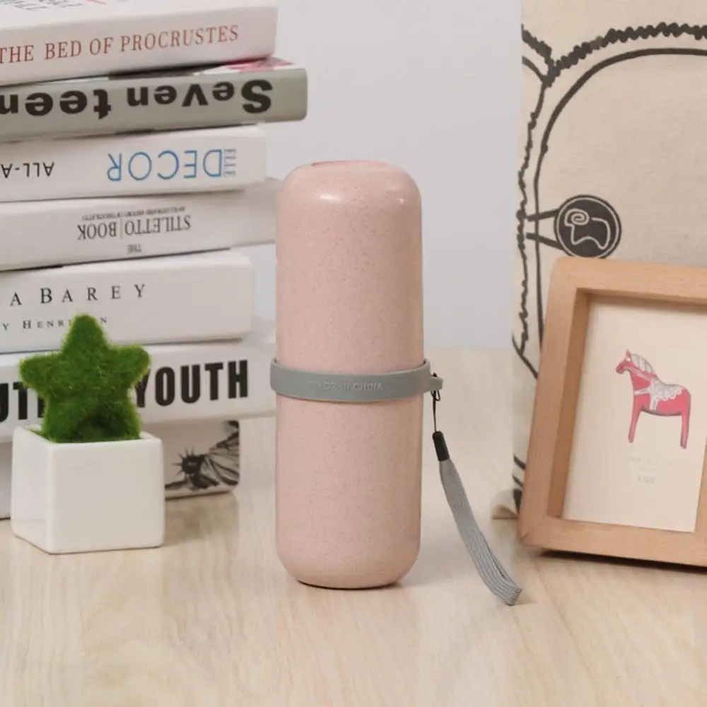 pink Чашка из пшеничной соломы чашка держатель для зубной щетки с зубной щеткой Ванная комната умывальник органайзер для зубной пасты портативная дорожная чашка для полоскания рта - Цвет: pink