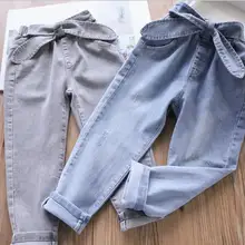 Owligbaby/Новинка года; джинсовые брюки с бантом для девочек; весенние модные детские джинсовые брюки для девочек; размеры 2-7t