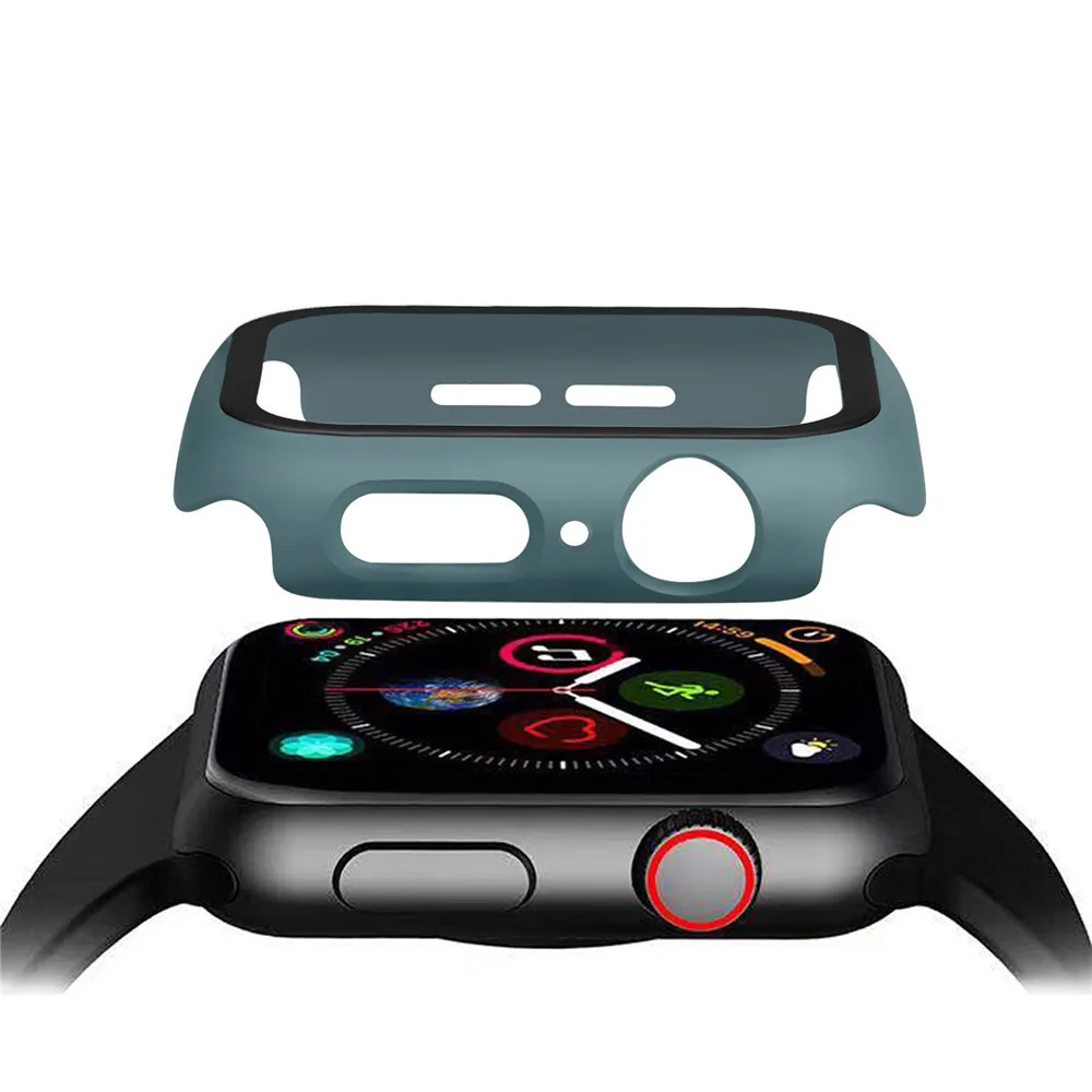 Полное покрытие для apple watch 5, 4, 3, 44 мм, 42 мм, 38 мм, 40, матовый ПК Бампер, жесткий защитный чехол для экрана+ стеклянная пленка, ремешок для apple watch