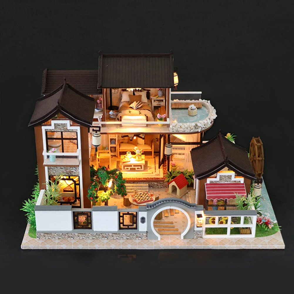 

DIY Model Doll House Casa Miniature Dollhouse with Furnitures LED 3D Wooden House Toys For Children Gift Handmade Crafts