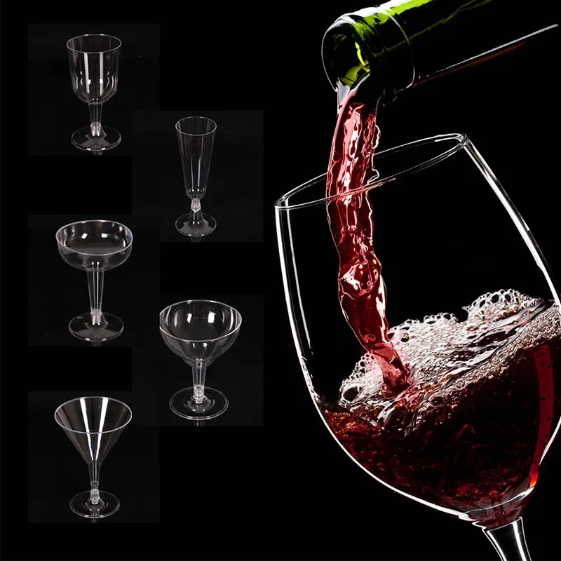 6 шт./пакет одноразовые Пластик вина Стекло вечерние свадебные высокие продолговатые фужеры для шампанского Кубок коктейльное чашки