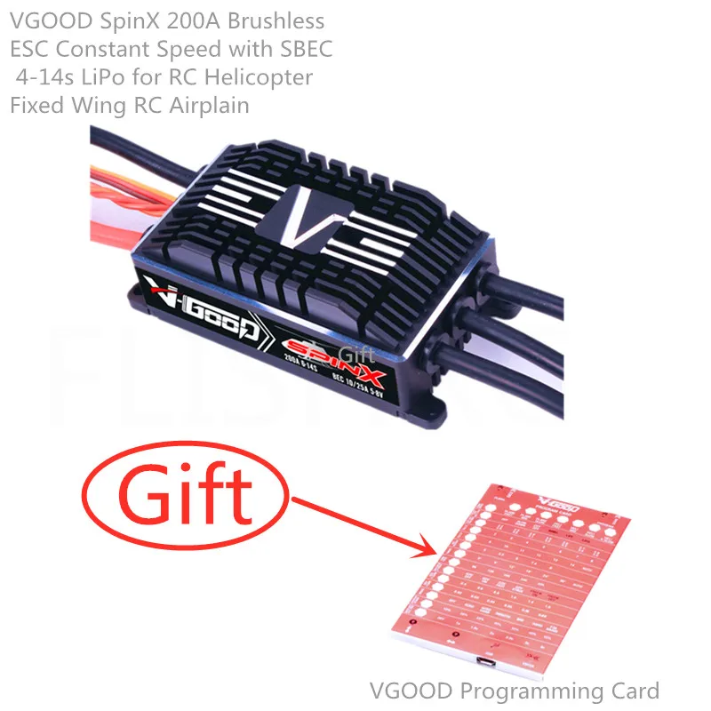 VGOOD SpinX 200A бесщеточный ESC постоянная скорость с SBEC 6-14s LiPo для RC вертолета с фиксированным крылом RC Airplain