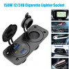 Quick Charge 3.0 Cigarette Lighter Outlet Waterproof 12V/24V Dual USB Car Socket with LED Voltmeter Touch Switch for Car RV Boat 4
