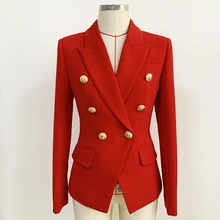 

2021 Classic Designer Blazer Jacket Women's Slim Fitting Metal Lion Buttons Double Breasted Blazer Plus Size S-5XL