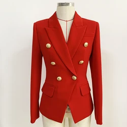 2021 clássico designer blazer jaqueta feminina fino encaixe metal leão botões duplo breasted blazer plus size S 5XL