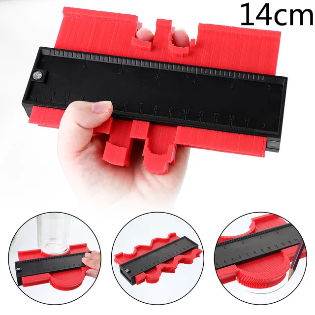 14cm Red Дубликатор профиля Форма Калибр Дубликатор пластиковый контур дубликатор для копирования магический измерительный инструмент для деревообрабатывающего инструмента - Цвет: 14cm Red