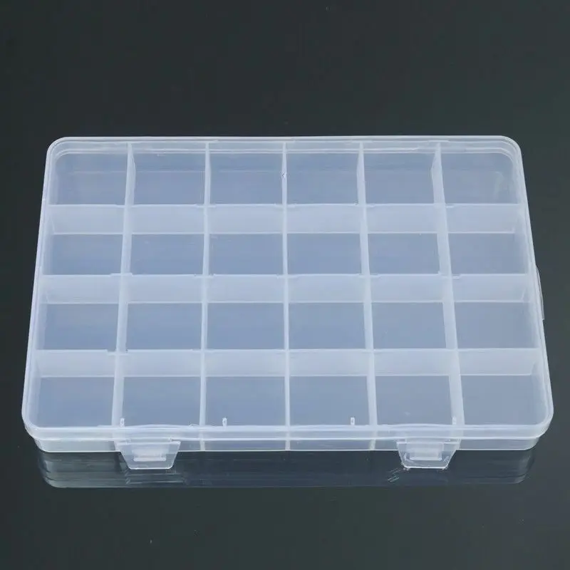 Transparent  plastic 24 compartments storage box jewelry bead storage box craft storage box