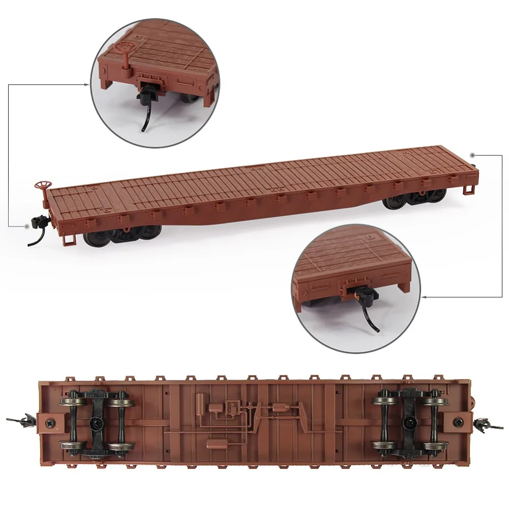 Evemodel C8741U 2pcs HO Scale 1:87 52' Flat Car Flatbed Transporter U.S - Foto 2