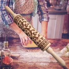 Натуральная Высококачественная эвкалиптовая сушеная на воздухе Деревянная Рождественская рельефная скалка для печенья, подарки для мамы и мамы