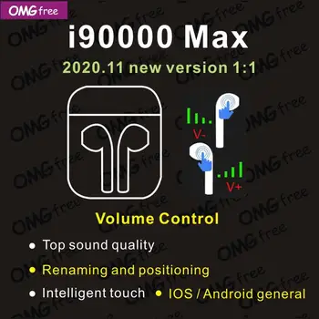 

New i90000 Max TWS Air 2 In-ear sensor wireless earbud 8D Subwoofer Bluetooth 5.0 earbuds i9000 i99999 pkh1 chip i90000Pro