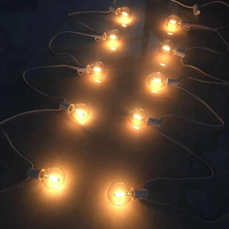 25 лампочек G40 светодиодный шар струнные огни водонепроницаемый для свадьбы дома и сада Украшение для вечеринки на открытом воздухе