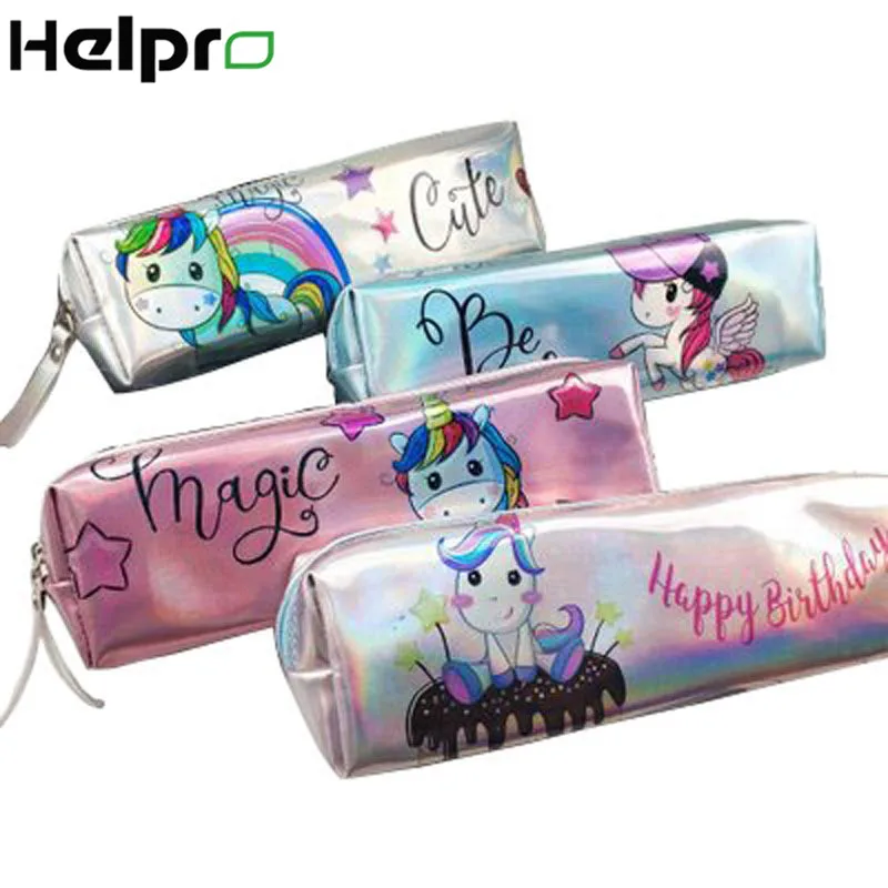 Helpro LOL чехол для карандашей с лазерным единорогом качественный полиуретановый