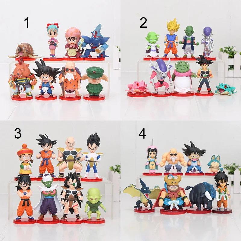 

8pcs/set 3-10cm Dragon Ball Z WCF Son Goku chichi DWC Gohan Piccolo Vegeta Nappa Raditz Freeza PVC Action Figure Model Toy