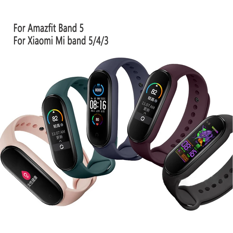 Ремешок силиконовый для Amazfit Band 5 Xiaomi Mi band 4 3 сменный Браслет с nfc принтом 5|Ремешки