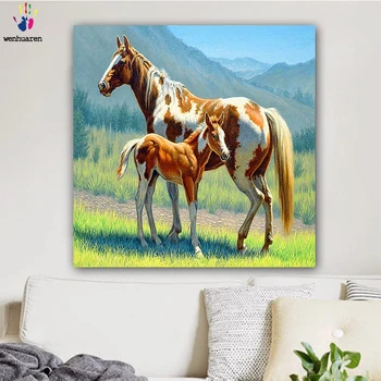 

DIY Colorings Pictures by Numbers with Colors The Pony and The Mama Picture Drawing Painting by Numbers Framed Home Canvas 40x40
