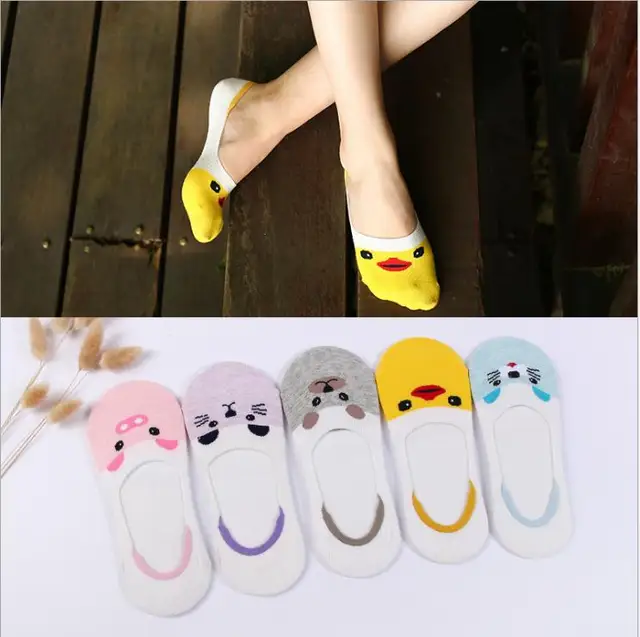 5 Pairs/Lot summer Casual Cute women Socks animal Cartoon Mouse Duck socks Cotton invisible funny socks size 35-41Dropshipping 19