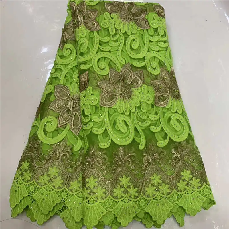 

Factory offers lace fabric 2019African French Net Lace with Biggest stones fabric for Nigerian Evening Dresses Winn326t Green