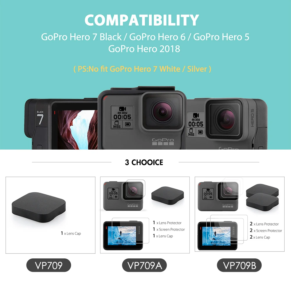Vamson для Gopro Hero 7 Black 6 5 защитный чехол для объектива аксессуары Защитная крышка черная для Gopro Hero 5 камера VP709