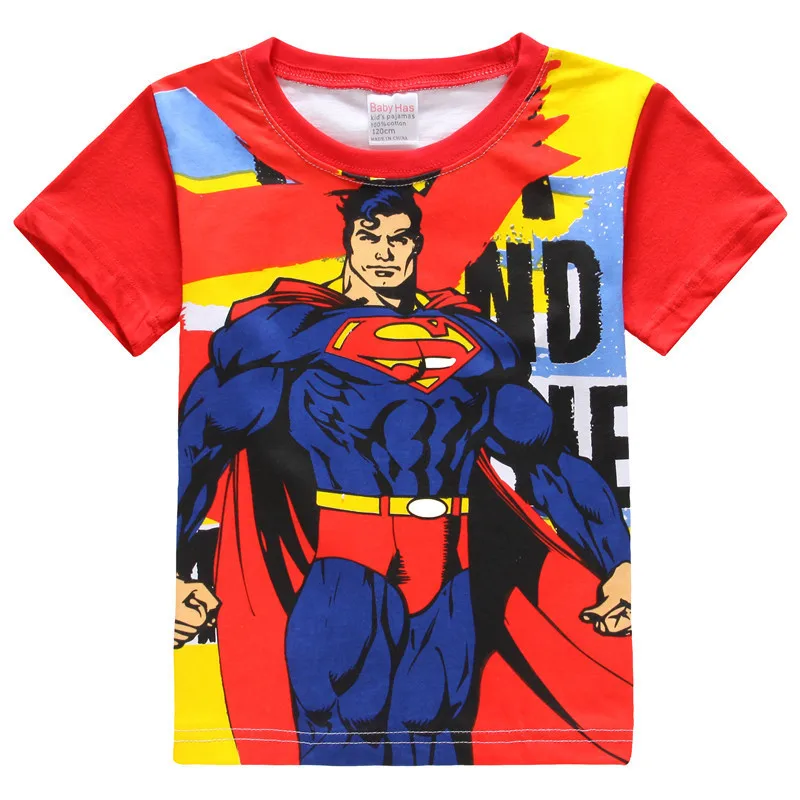 Хлопковая футболка с человеком-пауком и Бэтменом для детей, летняя футболка с короткими рукавами для мальчиков, топы с рисунком Супермена, Капитана Америки, Детский костюм, одежда