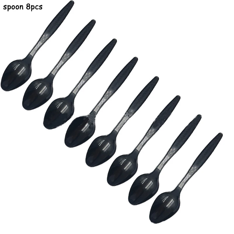8pcs spoons Строительный экскаватор бумажный стаканчик, тарелка, одноразовая посуда, набор для детской вечеринки на день рождения, воздушные шары, принадлежности для мальчиков - Цвет: 8pcs spoons