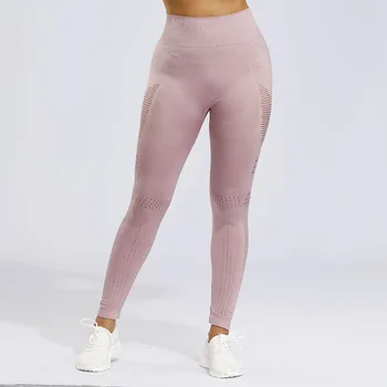 

Compression Pants Jogger Women Hollow Out Fitness Super Stretchy Exercise Pants Trousers Leggings Seamless Tummy Control