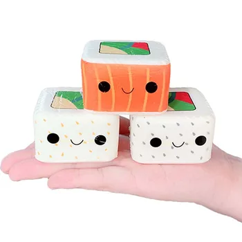 

4*6cm cute Square Japanese Sushi Squishy Simulation Slow Rising Cream Scent Soft Squeeze Toy Stress Relief Fun for Kid Gift