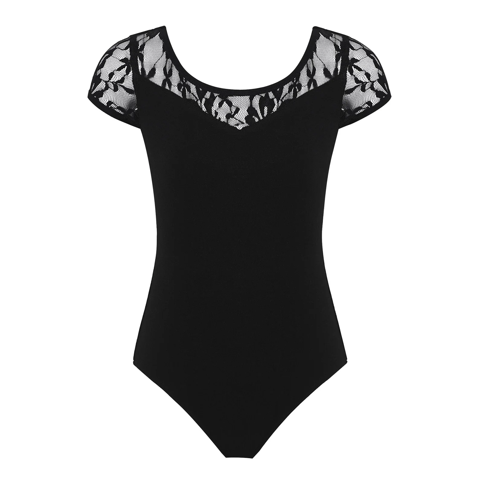 

Ballet Leotard Girls Kids Gymnastics Leotards Dance Wear Bodysuit Solid Color Lace Short Sleeve Ballet Dance Leotard Jumpsuit