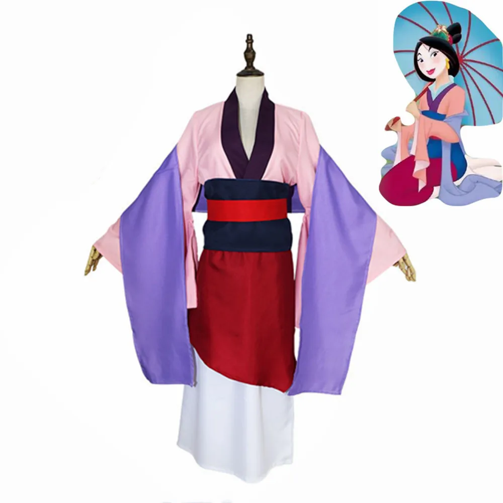 

Princess Mulan Dress Movie Ralph Breaks Internet Flower Mulan Wood Comb Dragon Cosplay Girl and Woman's Skirt