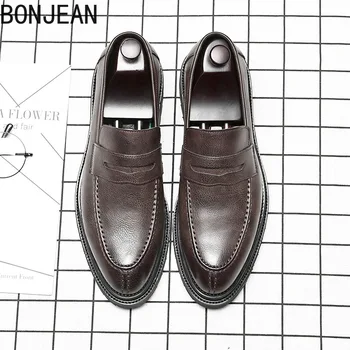 

New England Slip-on Men's Shoes Trendy Loafers Business All-match Men men dress shoes leather