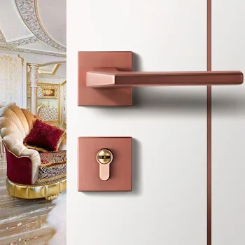 

Rose Gold Door Lock Luxury European American Modern Light Solid Wood Interior Door Lock Bedroom Split Handle Knob