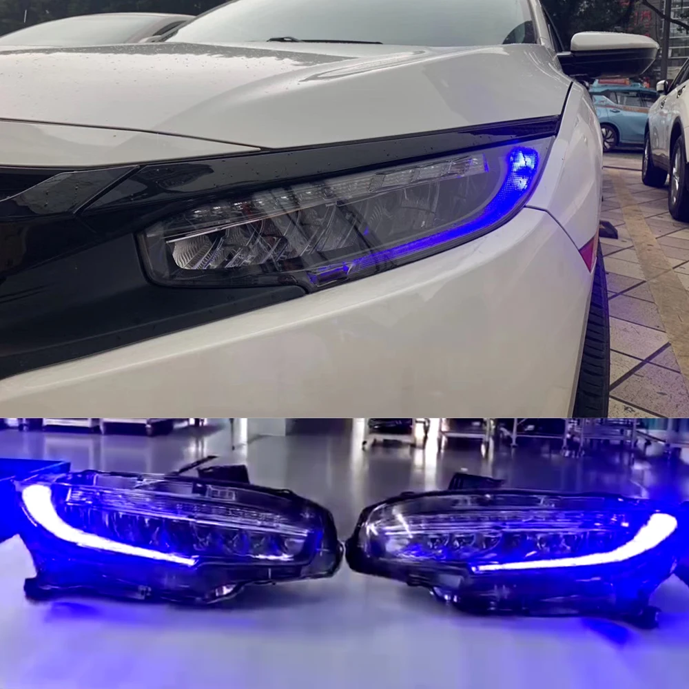 2 шт. автомобилей головной светильник для Honda Civic 10th HID светодиодный головной светильник s с движущимися поворота светильник налобный фонарь светодиодный DRL Передняя лампа