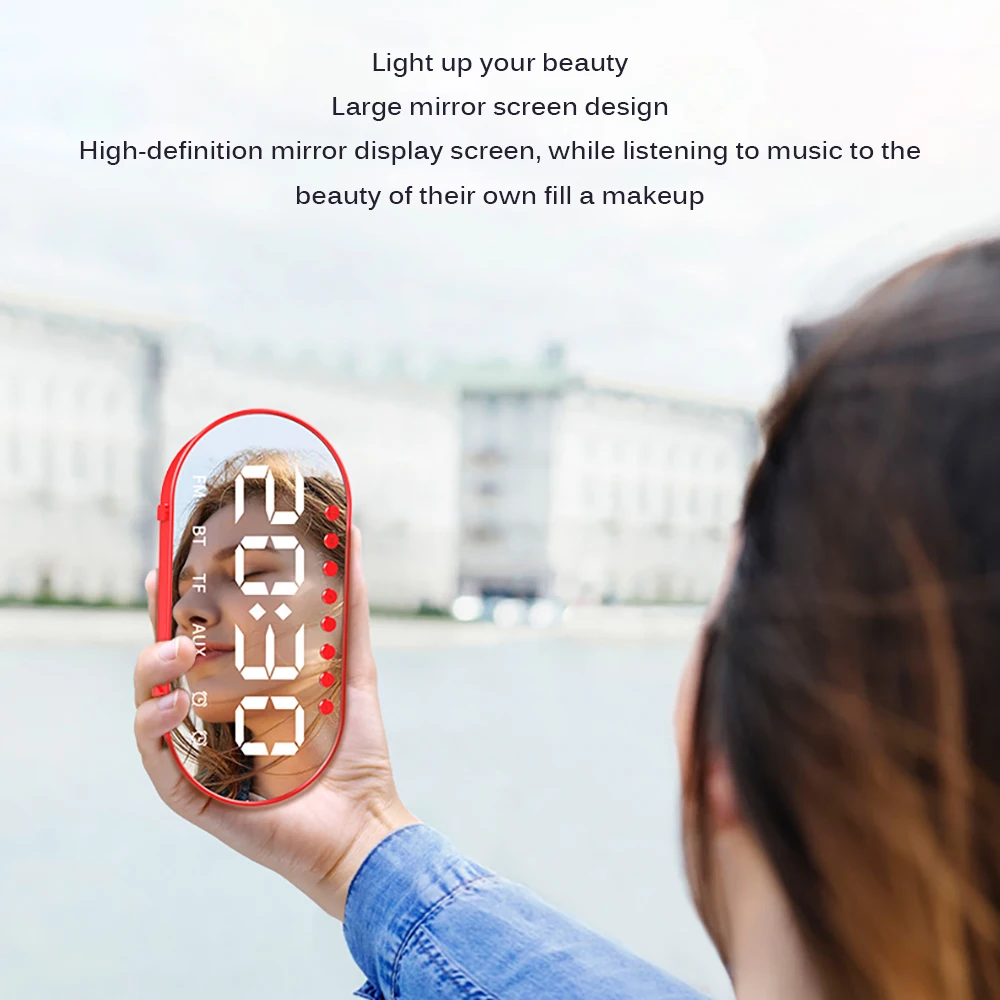 Портативный Bluetooth динамик супер бас беспроводной стерео динамик поддержка TF AUX зеркало будильник музыкальный динамик EY190