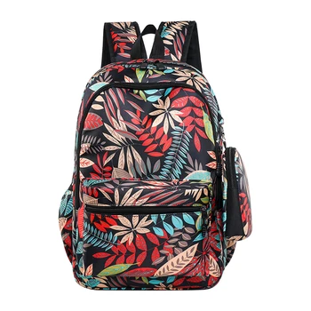 

Women Backpack Mobile Phone Portable Travel Large Capacity Daily Camping Multifunction Printed School Bags Zipper Teenage Girls