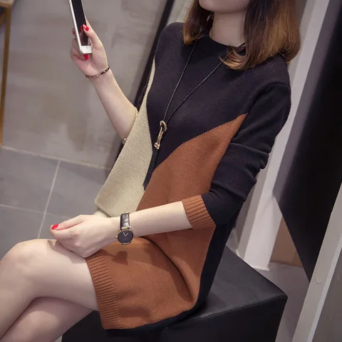

Large GIRL'S Sweater Women's Loose And Plus-sized WOMEN'S Dress Korean-style 200 Autumn And Winter 2019 New Style Knit Low Waist