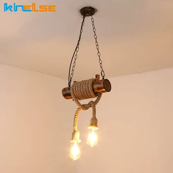 

Retro Wire Hemp Rope Pendant Lights Bar Restaurtant Coffee Shop DIY Creative Vintage Loft Industrial Kitchen Lighting Fixture
