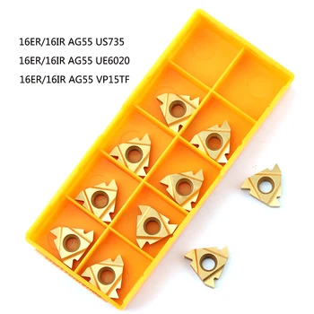 

10PCS 16IR 16ER AG55 VP15TF UE6020 US735 thread turning tool carbide blade CNC lathe slotted thread knife16ERAG55 16IRAG55