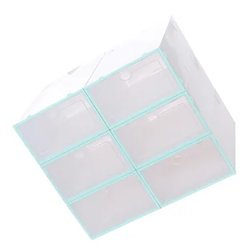 

6PCS Stackable Shoes Box Thickened Transparent Shoes Storage Case Plastic Shoe Container for Men (Sky-blue)