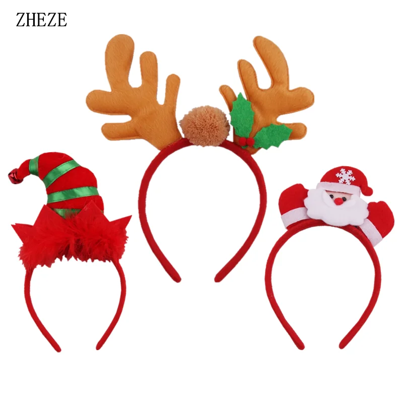 Trendy Christmas Headbands For Children Girls Xmas Tree Party Hats Hair Band Clasp Head Hoop Decoration Accessories Gifts